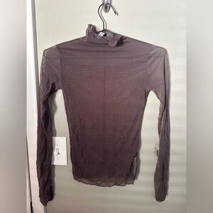 Free People Sheer Brown Long Sleeve Top